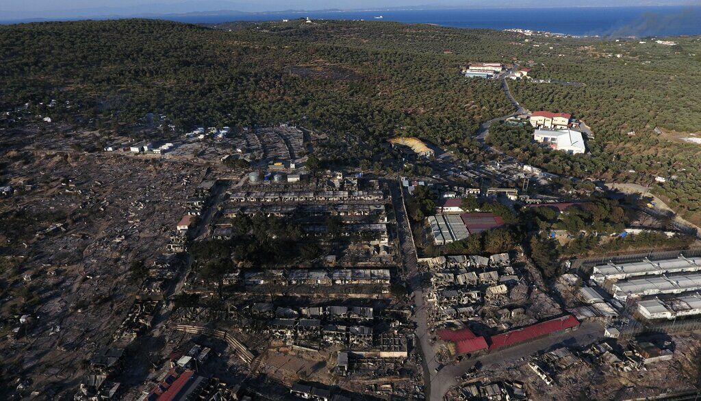 APTOPIX Greece Migrant Camp Blaze